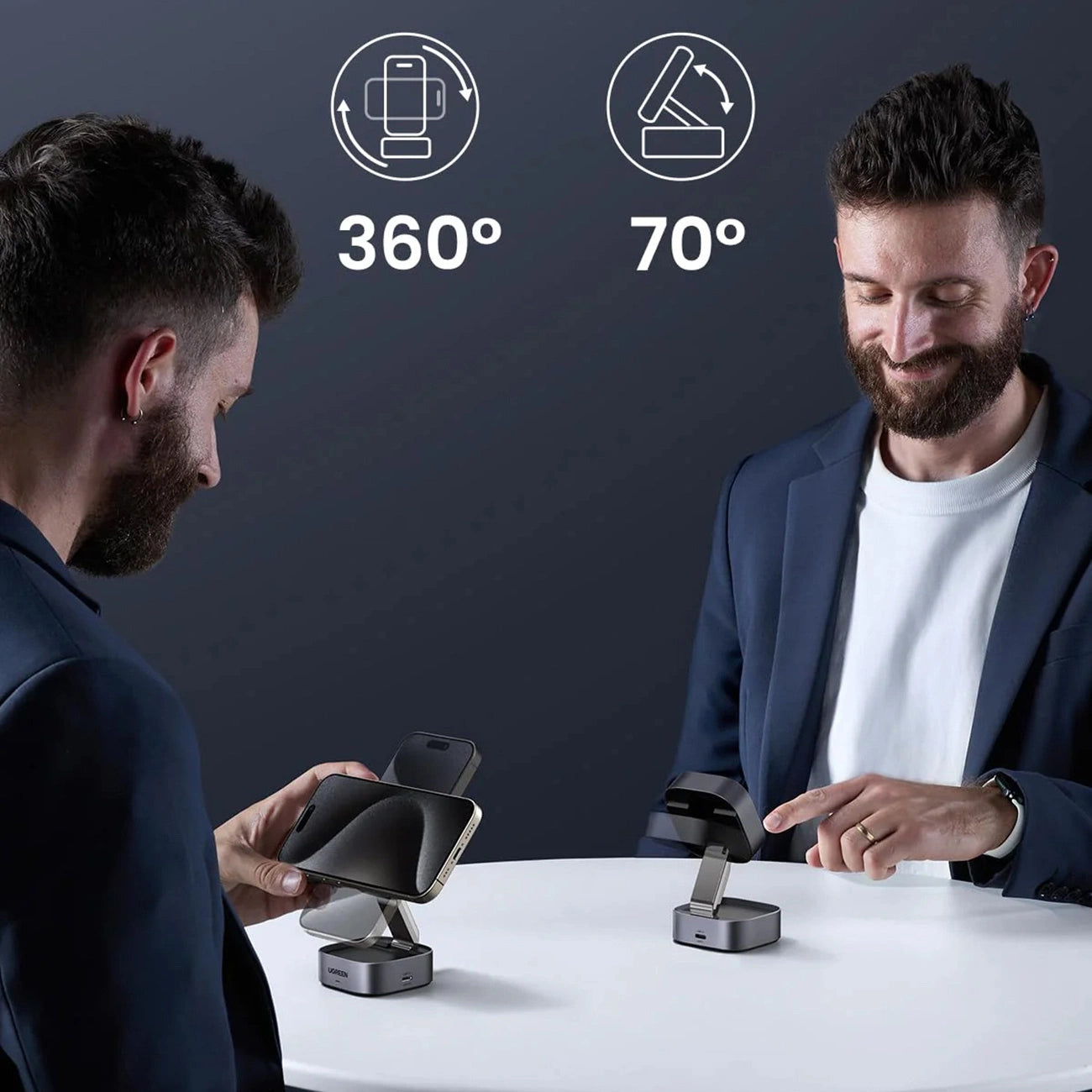 Ugreen W702 3in1 inductive charger with MagSafe / Qi2 and USB-C port for phone / headphones - black_9