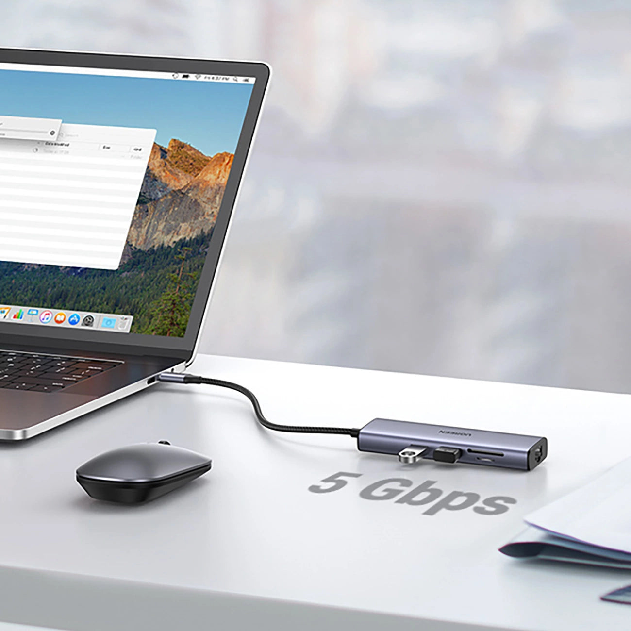 Ugreen CM512 90568 USB-C Adapter - 2x USB-A 3.0 / HDMI / RJ45 / SD and TF Card Reader / USB-C PD 100W - Gray_20