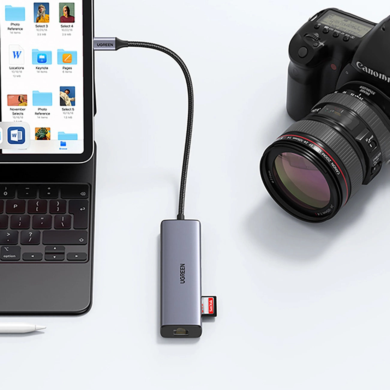 Ugreen CM512 90568 USB-C Adapter - 2x USB-A 3.0 / HDMI / RJ45 / SD and TF Card Reader / USB-C PD 100W - Gray_22