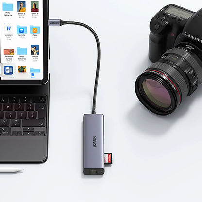 Ugreen CM512 90568 USB-C Adapter - 2x USB-A 3.0 / HDMI / RJ45 / SD and TF Card Reader / USB-C PD 100W - Gray_22