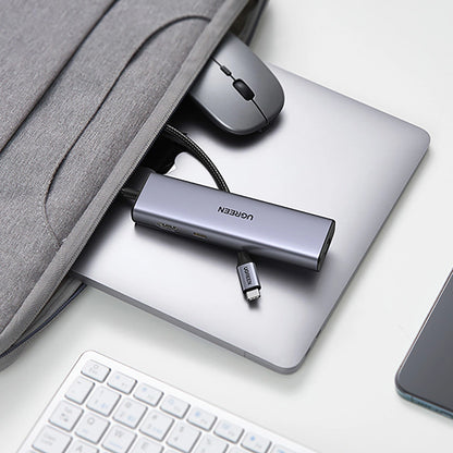Ugreen CM512 90568 USB-C Adapter - 2x USB-A 3.0 / HDMI / RJ45 / SD and TF Card Reader / USB-C PD 100W - Gray_24
