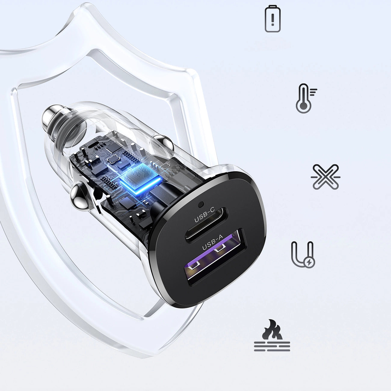 Ugreen EC305 25845 car charger USB-C USB-A 30W - black_3