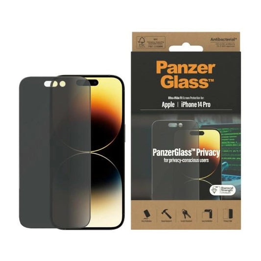 PanzerGlass Ultra-Wide Fit Antibacterial Privacy Tempered Glass for iPhone 14 Pro_0