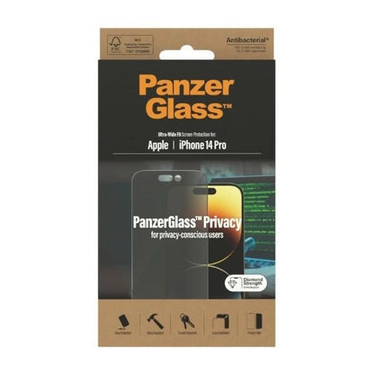 PanzerGlass Ultra-Wide Fit Antibacterial Privacy Tempered Glass for iPhone 14 Pro_7