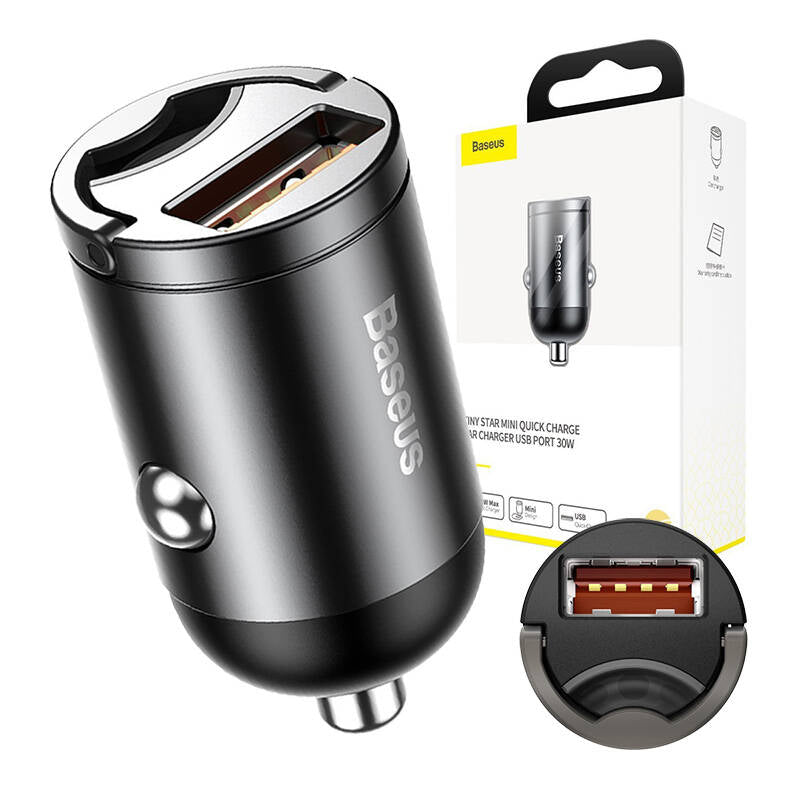 Baseus Tiny Star Mini Quick Charge Car Charger USB Port 30W Grey_19