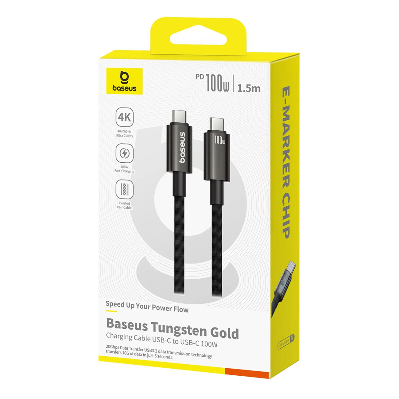 Baseus Tungsten Gold USB-C 3.2 / USB-C 3.2 cable 100W 4K 60Hz 1.5m - black_12