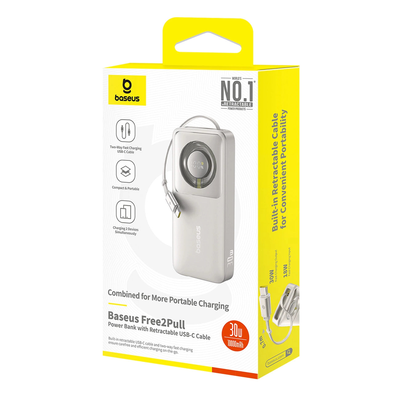 Baseus Free2Pull 10000mAh 30W powerbank with USB-C port and retractable USB-C cable - gray_3