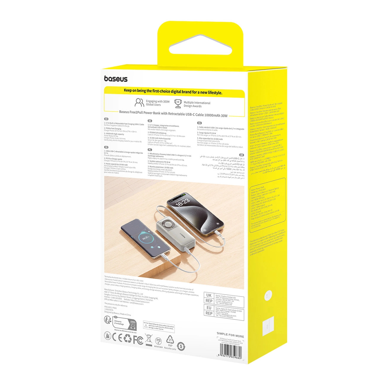 Baseus Free2Pull 10000mAh 30W powerbank with USB-C port and retractable USB-C cable - gray_4