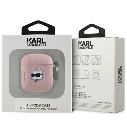 Karl Lagerfeld Monogram Choupette Head case for AirPods 1 / 2 - pink_2