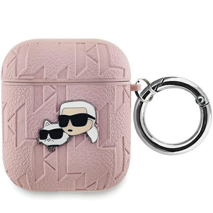 Karl Lagerfeld Monogram Karl &amp; Choupette Head case for AirPods 1 / 2 - pink_0