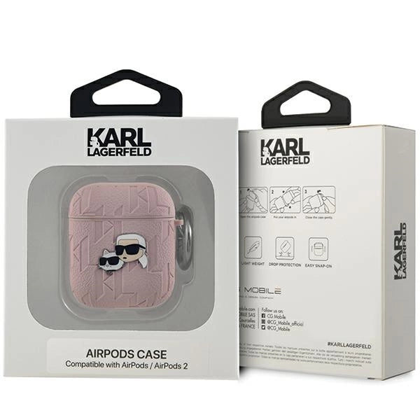 Karl Lagerfeld Monogram Karl &amp; Choupette Head case for AirPods 1 / 2 - pink_2