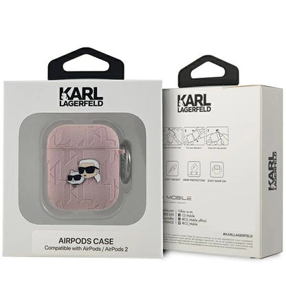 Karl Lagerfeld Monogram Karl &amp; Choupette Head case for AirPods 1 / 2 - pink_2