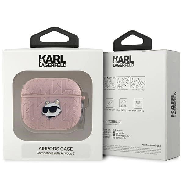 Karl Lagerfeld Monogram Choupette Head case for AirPods 3 - pink_2