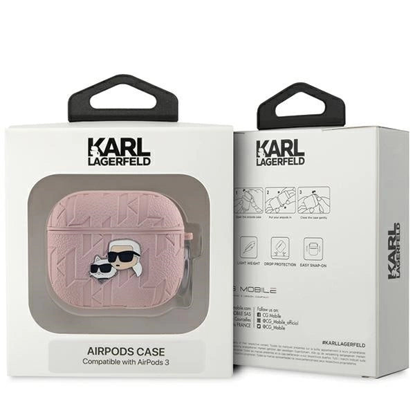 Karl Lagerfeld Monogram Karl &amp; Choupette Head case for AirPods 3 - pink_2