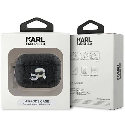 Karl Lagerfeld Monogram Karl &amp; Choupette Head case for AirPods Pro 2 - black_3