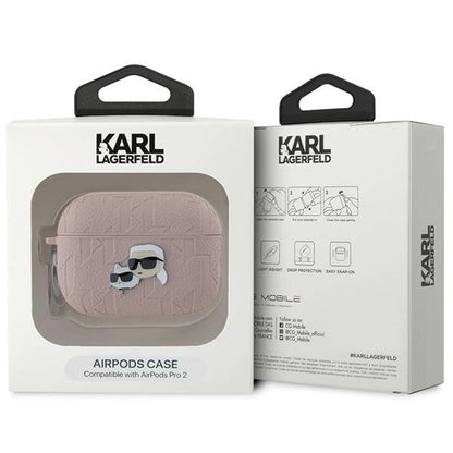 Karl Lagerfeld Monogram Karl &amp; Choupette Head case for AirPods Pro 2 - pink_3
