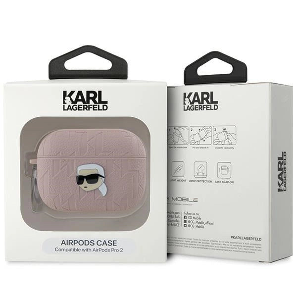 Karl Lagerfeld Monogram Karl Head case for AirPods Pro 2 - pink_3