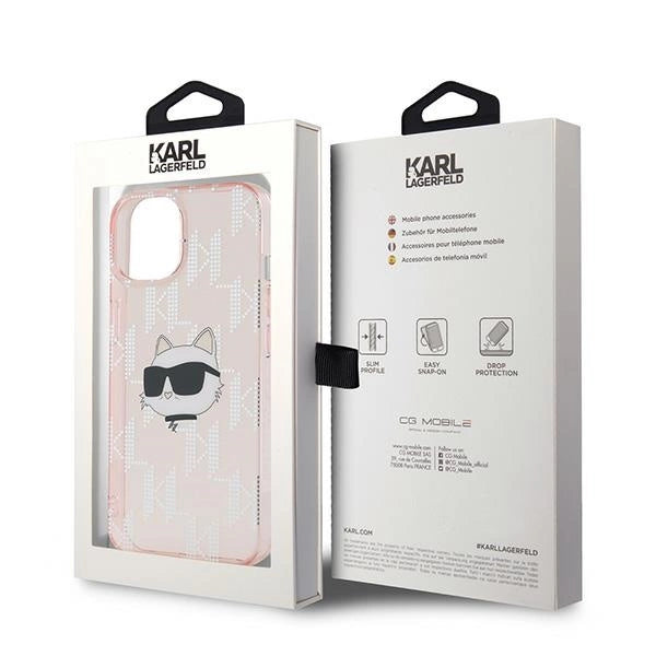 Karl Lagerfeld IML Choupette Head &amp; Monogram case for iPhone 13 - pink_7