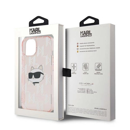 Karl Lagerfeld IML Choupette Head &amp; Monogram case for iPhone 13 - pink_7