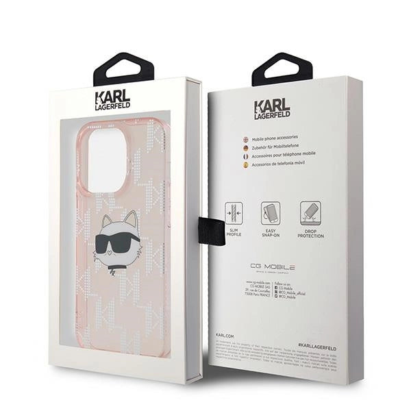Karl Lagerfeld IML Choupette Head &amp; Monogram case for iPhone 14 Pro Max - pink_7