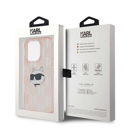 Karl Lagerfeld IML Choupette Head &amp; Monogram case for iPhone 14 Pro Max - pink_7