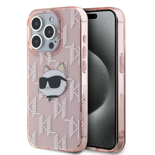 Karl Lagerfeld IML Choupette Head &amp; Monogram case for iPhone 15 Pro - pink_0