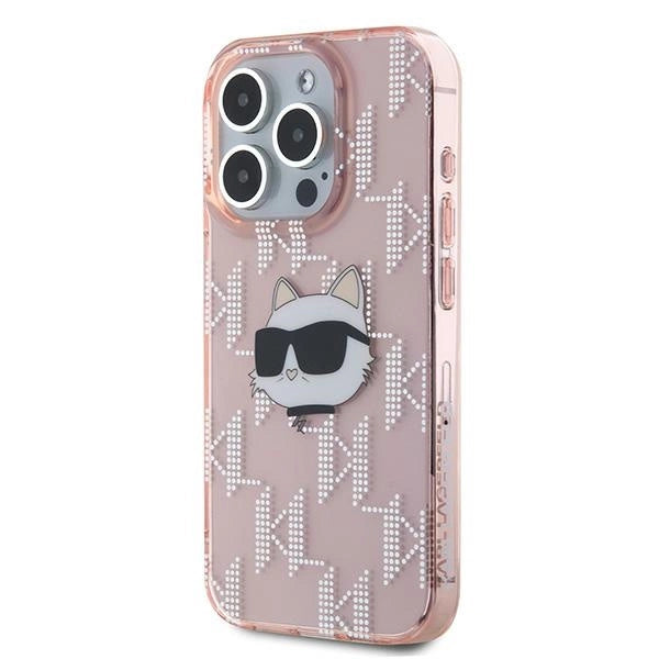 Karl Lagerfeld IML Choupette Head &amp; Monogram case for iPhone 15 Pro - pink_1