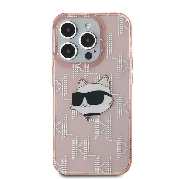 Karl Lagerfeld IML Choupette Head &amp; Monogram case for iPhone 15 Pro - pink_2