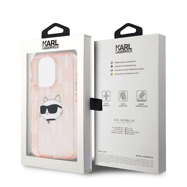 Karl Lagerfeld IML Choupette Head &amp; Monogram case for iPhone 15 Pro - pink_7