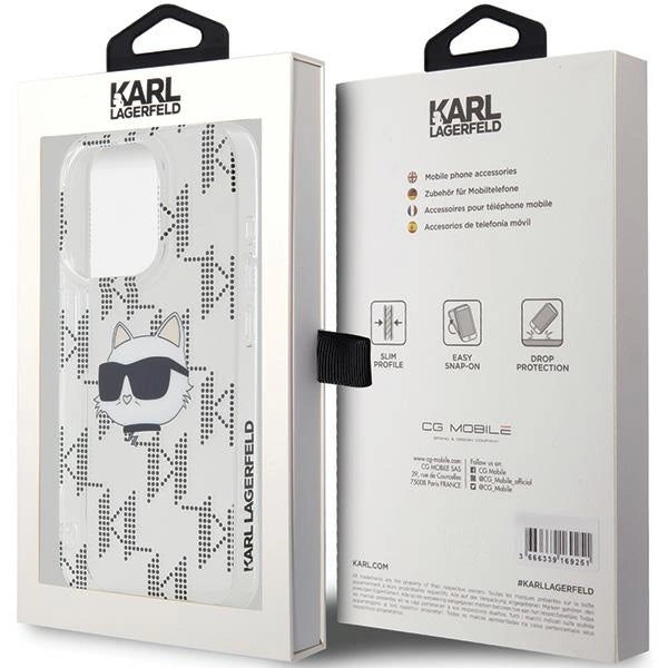 Karl Lagerfeld IML Choupette Head &amp; Monogram case for iPhone 15 Pro - transparent_7