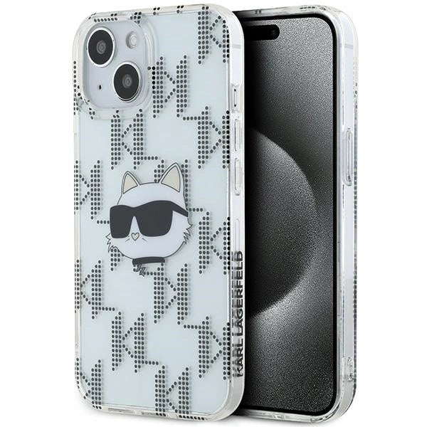 Karl Lagerfeld IML Choupette Head &amp; Monogram case for iPhone 15 / 14 / 13 - transparent_0