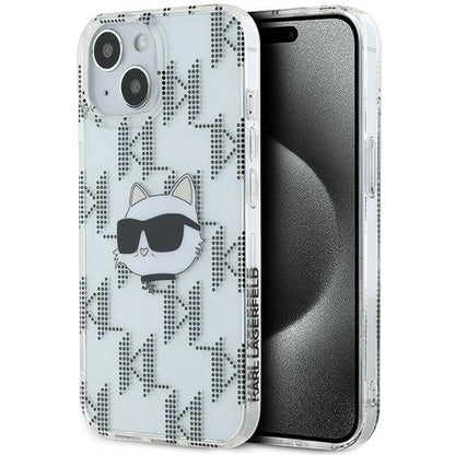Karl Lagerfeld IML Choupette Head &amp; Monogram case for iPhone 15 / 14 / 13 - transparent_0