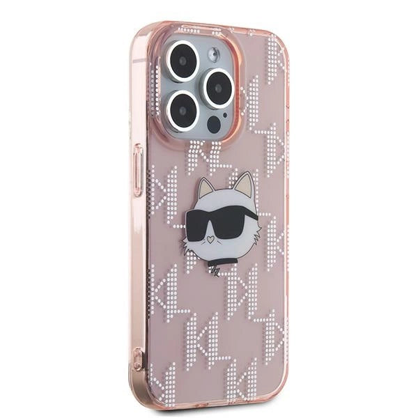 Karl Lagerfeld IML Choupette Head &amp; Monogram case for iPhone 15 Pro Max - pink_3