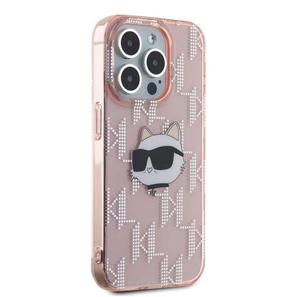 Karl Lagerfeld IML Choupette Head &amp; Monogram case for iPhone 15 Pro Max - pink_3