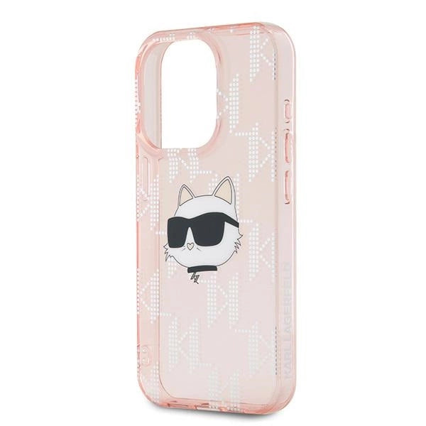 Karl Lagerfeld IML Choupette Head &amp; Monogram case for iPhone 15 Pro Max - pink_5