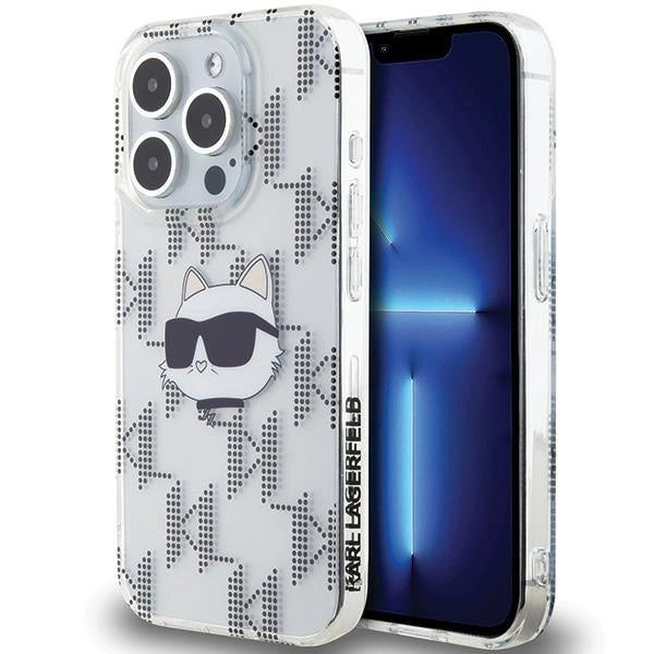 Karl Lagerfeld IML Choupette Head &amp; Monogram case for iPhone 15 Pro Max - transparent_0