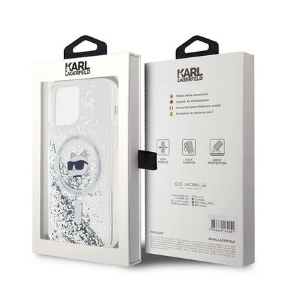 Karl Lagerfeld Liquid Glitter Choupette Head MagSafe Case for iPhone 12 / 12 Pro - Transparent_7