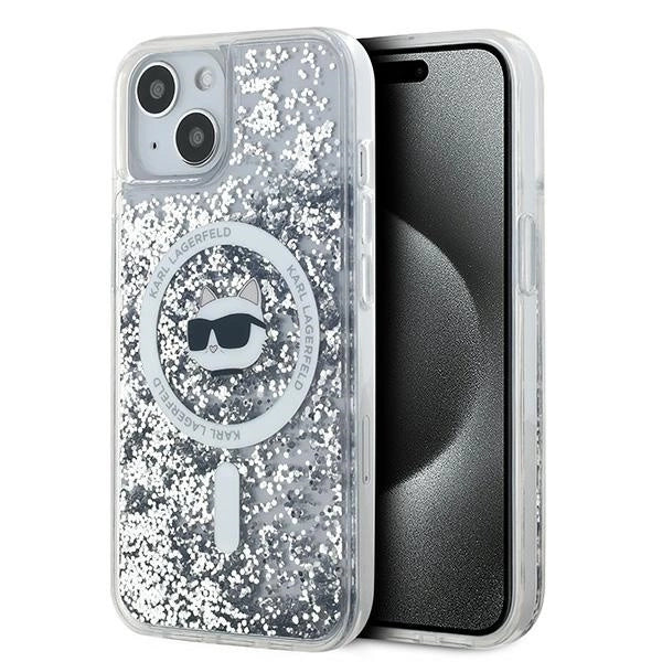Karl Lagerfeld Liquid Glitter Choupette Head MagSafe case for iPhone 14 / 15 / 13 - transparent_0