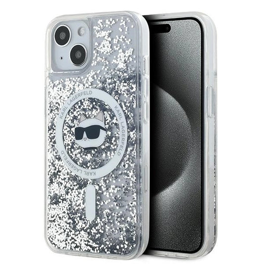 Karl Lagerfeld Liquid Glitter Choupette Head MagSafe case for iPhone 14 / 15 / 13 - transparent_0