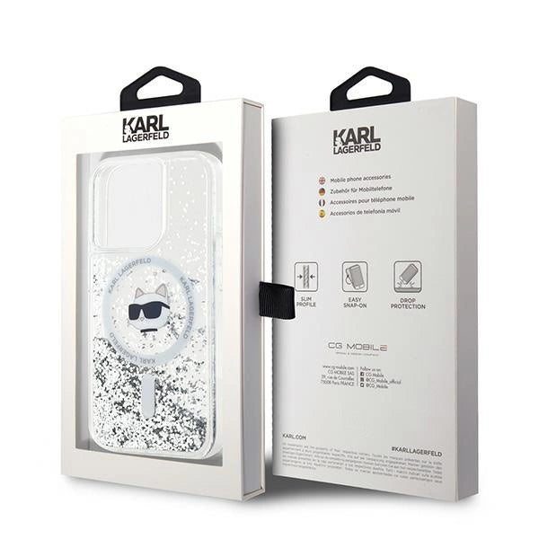 Karl Lagerfeld Liquid Glitter Choupette Head MagSafe case for iPhone 14 Pro Max - transparent_6