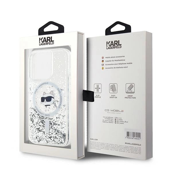 Karl Lagerfeld Liquid Glitter Choupette Head MagSafe case for iPhone 15 Pro - transparent_7