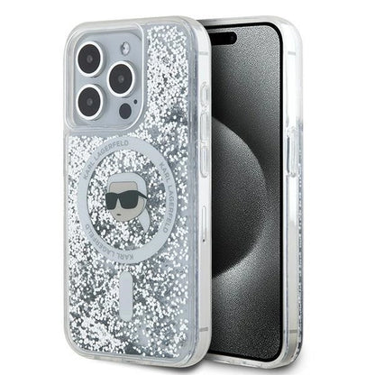 Karl Lagerfeld Liquid Glitter Karl Head MagSafe case for iPhone 15 Pro - transparent_0