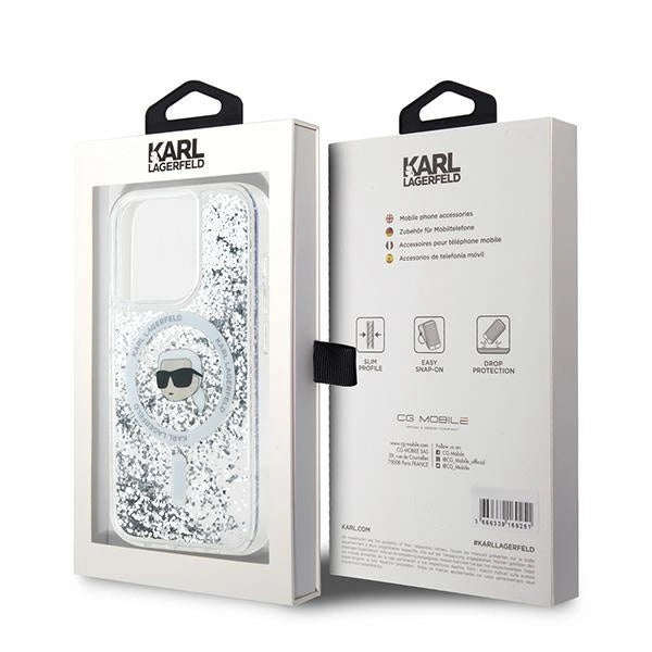 Karl Lagerfeld Liquid Glitter Karl Head MagSafe case for iPhone 15 Pro - transparent_7