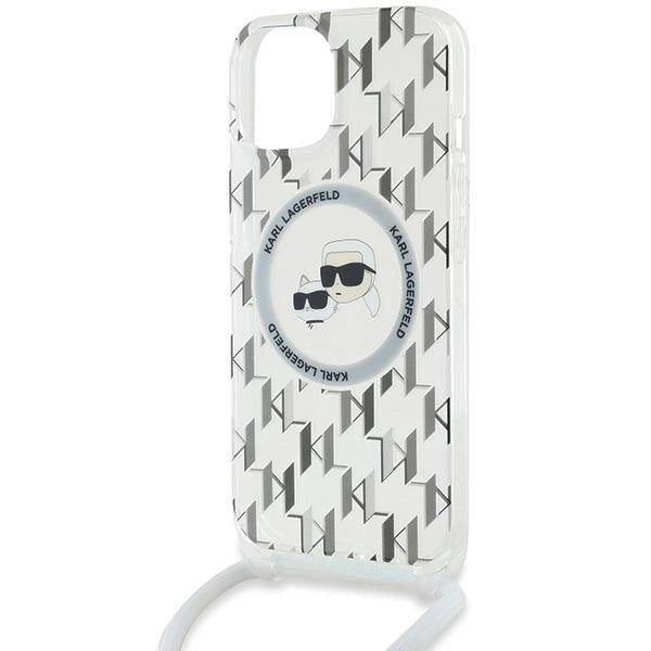 Karl Lagerfeld IML Crossbody Monogram Karl &amp; Choupette Head MagSafe Case for iPhone 15 / 14 / 13 - Transparent_4