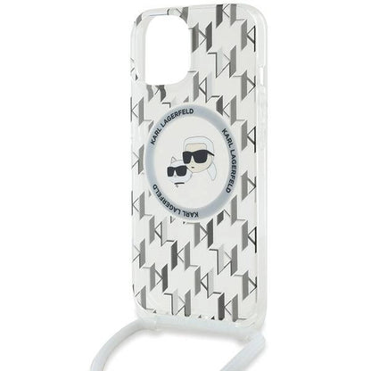 Karl Lagerfeld IML Crossbody Monogram Karl &amp; Choupette Head MagSafe Case for iPhone 15 / 14 / 13 - Transparent_4