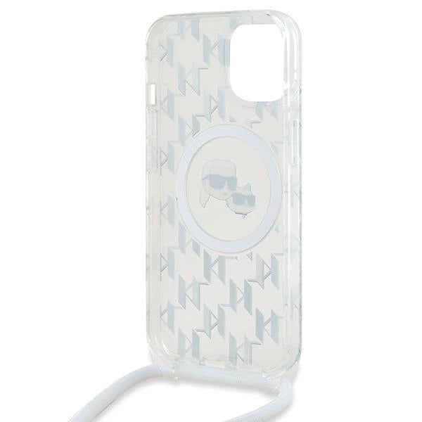 Karl Lagerfeld IML Crossbody Monogram Karl &amp; Choupette Head MagSafe Case for iPhone 15 / 14 / 13 - Transparent_5