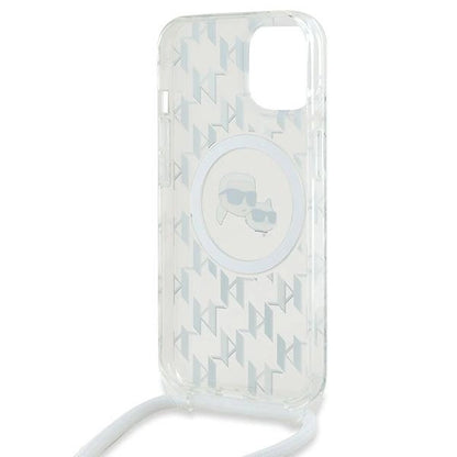 Karl Lagerfeld IML Crossbody Monogram Karl &amp; Choupette Head MagSafe Case for iPhone 15 / 14 / 13 - Transparent_5