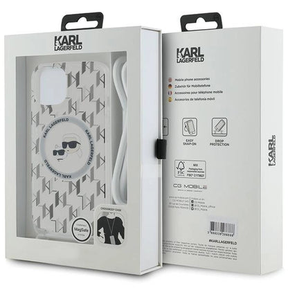Karl Lagerfeld IML Crossbody Monogram Karl &amp; Choupette Head MagSafe Case for iPhone 15 / 14 / 13 - Transparent_6