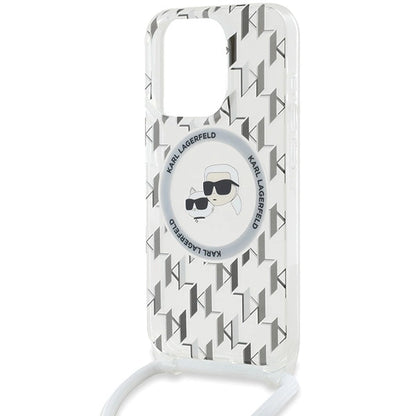 Karl Lagerfeld IML Crossbody Monogram Karl &amp; Choupette Head MagSafe Case for iPhone 15 Pro Max - Transparent_3