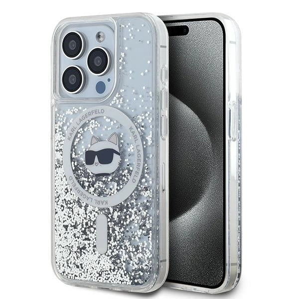 Karl Lagerfeld Liquid Glitter Choupette Head MagSafe case for iPhone 15 Pro Max - transparent_0